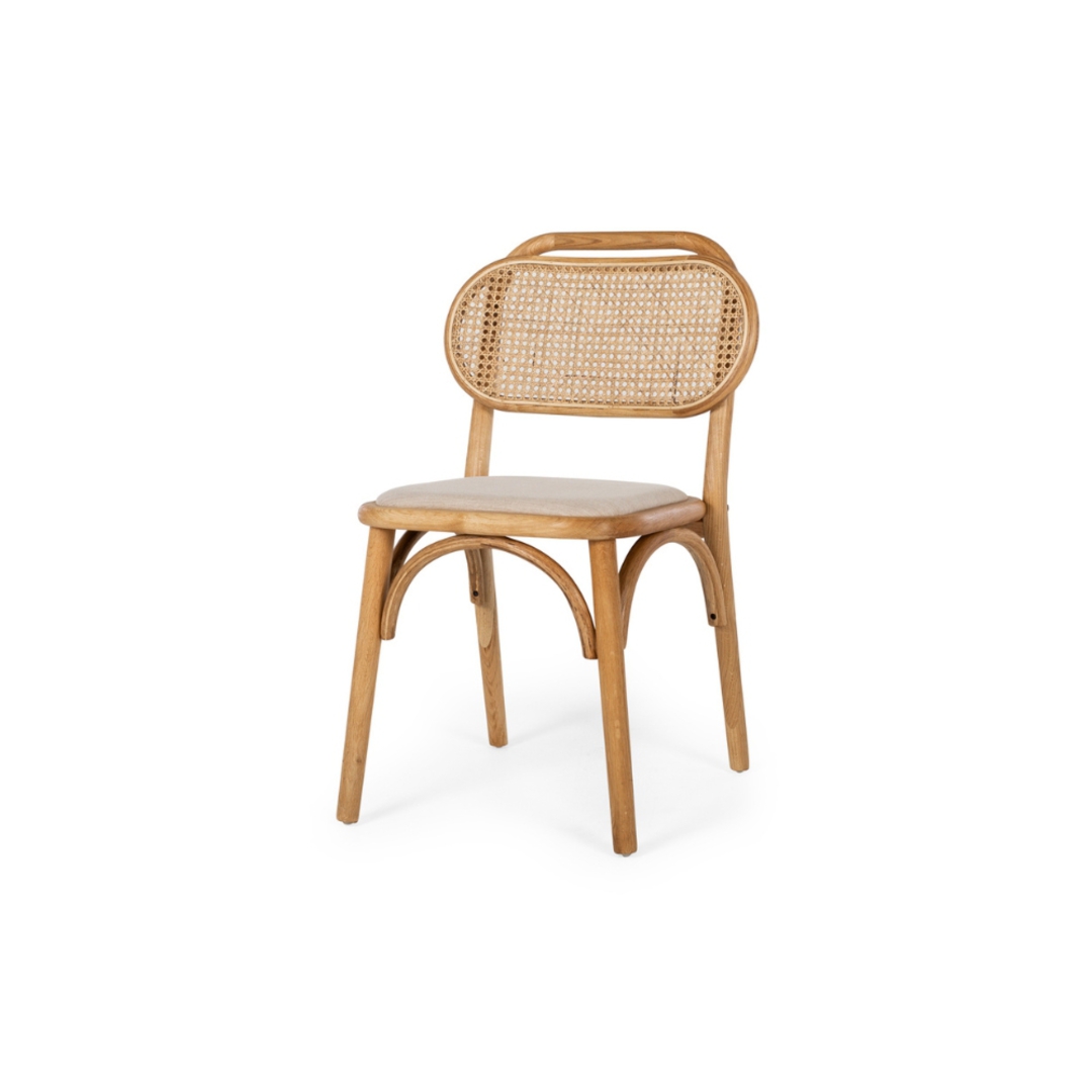 Mina Chair Natural Oak Rattan with Fabric Seat image 0